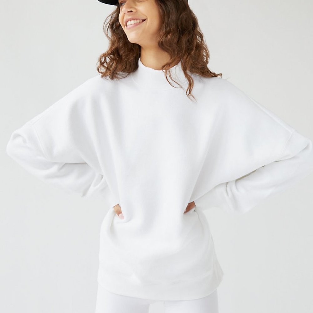 Cozy Fleece Boyfriend Mock Sweatshirt